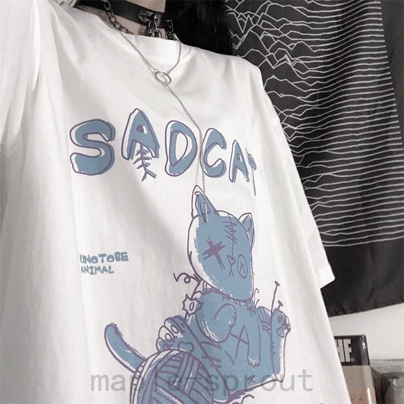 かわいいそう野良猫tシャツ オーバーサイズ 原宿病みかわいい地雷系｜rinkunshop｜14