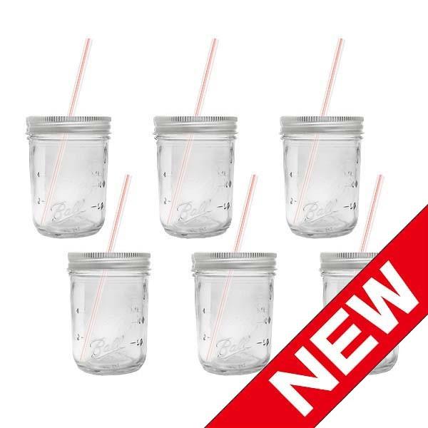 Ball 【ボール】 MASON JAR メイソンジャー 8oz ストロー ドリンク ボトル 本体 6本セット 60006dbRINKY
