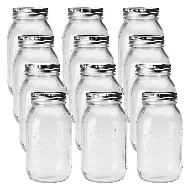 文学批評排他的権利!! BALL どんぶり鉢 Mason Jar メイソンジャー 32薬局衡オンス レギュラー二十日鼠 玻璃保護すること瓶 (940ml) 12本仕掛ける 保存容器、ケース-キッチン、日用品、文具