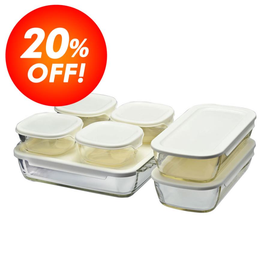 HARIO（ハリオ） スタッキング耐熱ガラスコンテナ・スクエア 7個セット