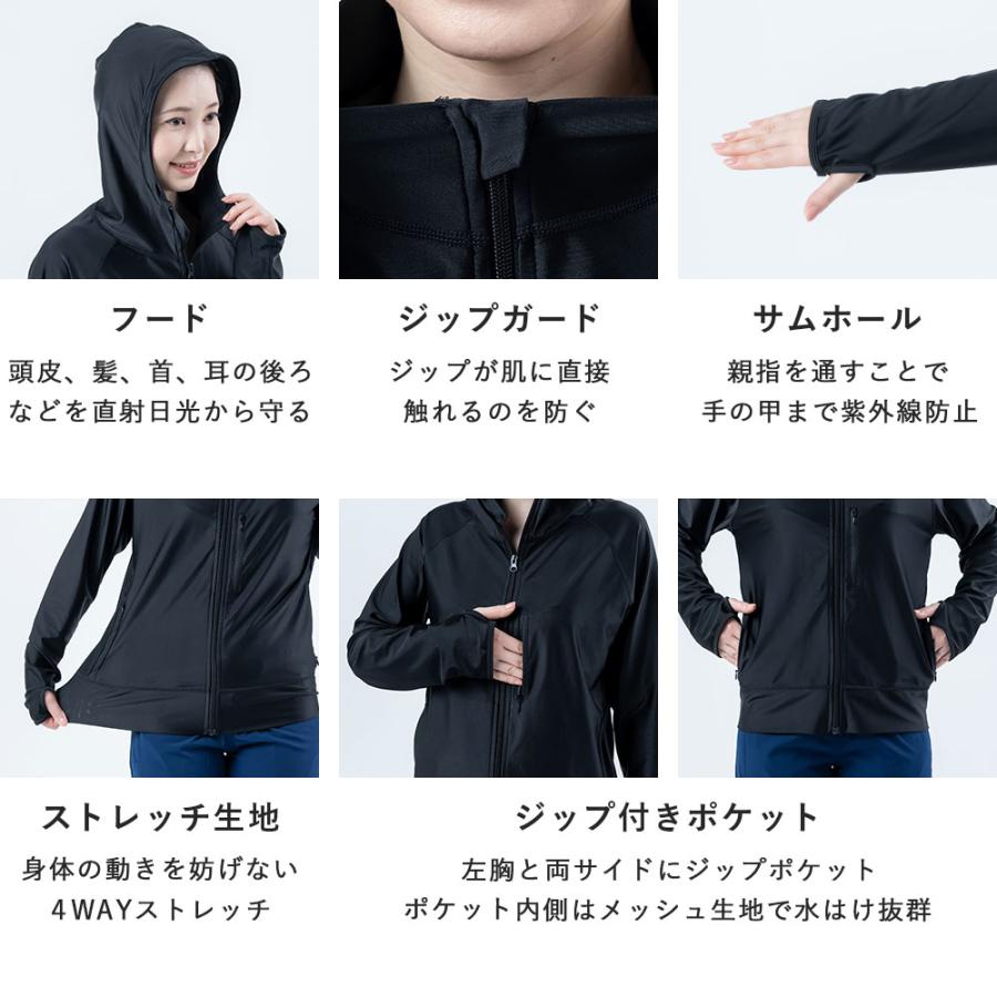 ラッシュガード ユニセックス ジップポケット付きパーカー 水着用 長袖