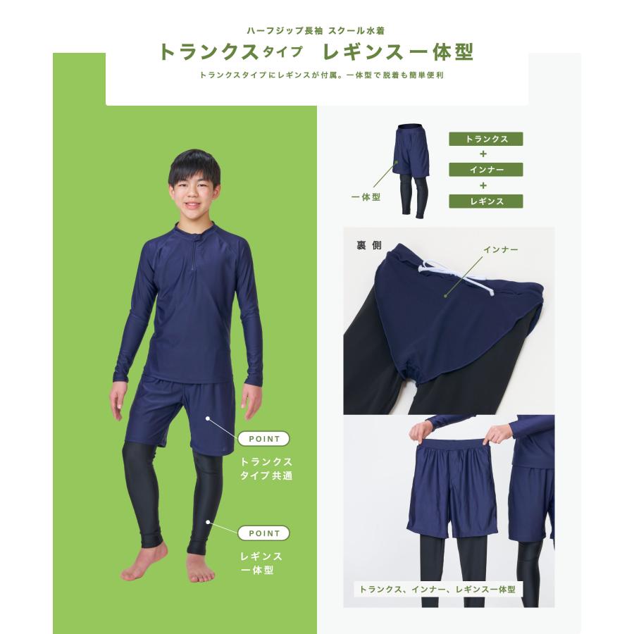 スクール水着 長袖セット 男の子 セパレート スパッツ型 トランクス型