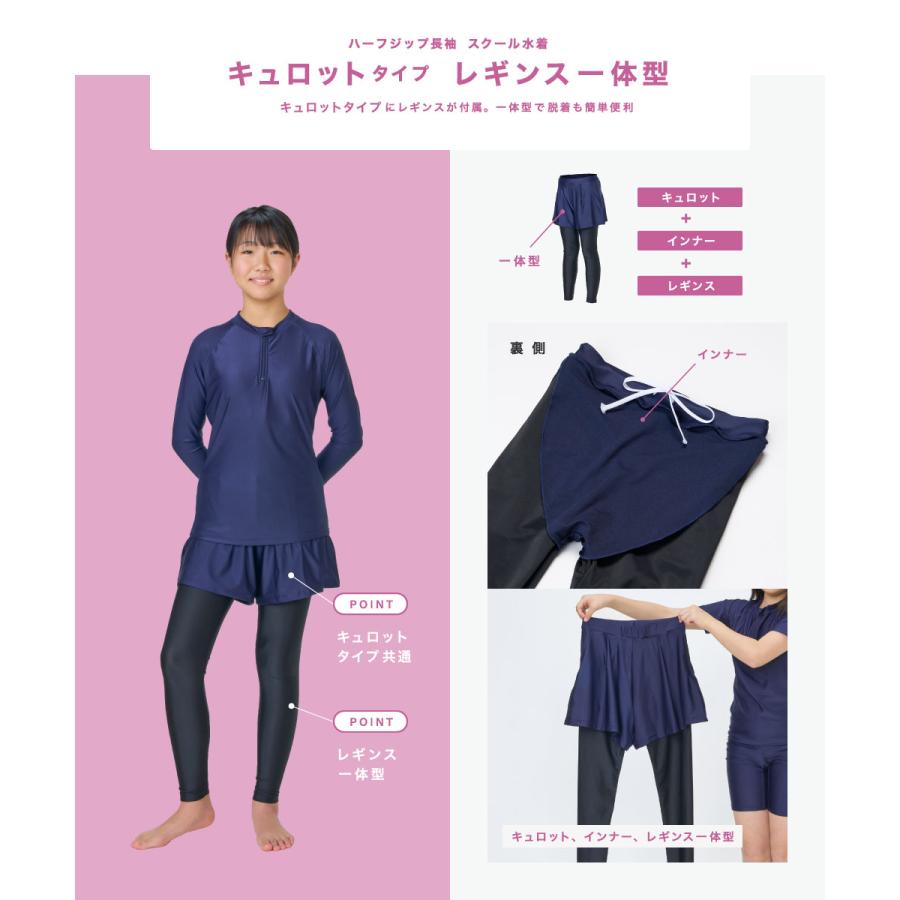 スクール水着 長袖セット 女の子 セパレート スパッツ型 キュロット型