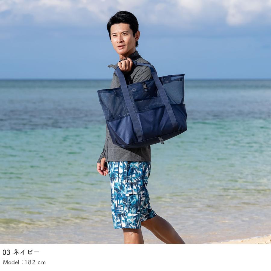 ビーチバッグ メッシュ トートバッグ 大容量 : リンネ スノー・アンド