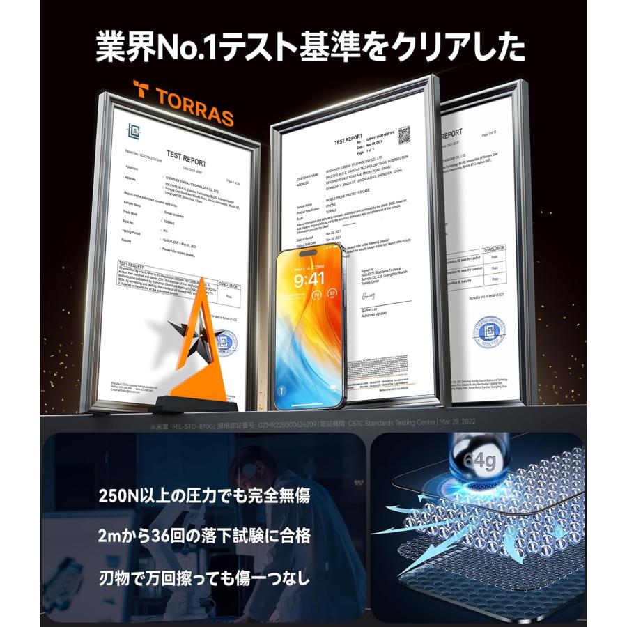 TORRAS iPhone16 Pro ガラスフィルム 2枚セット 強化ガラス 保護