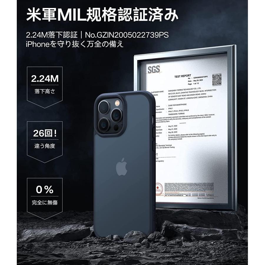 iPhone14Pro iPhoneケース TORRAS 正規品 耐衝撃 カバー マット 半透明 ブラック X00119LHWJ 定番｜rinokke｜02