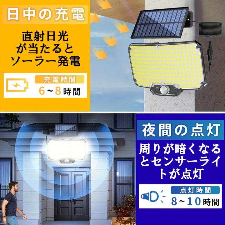 ソーラー ライト センサーライト 屋外 led 最新234個LED 大型ソーラー