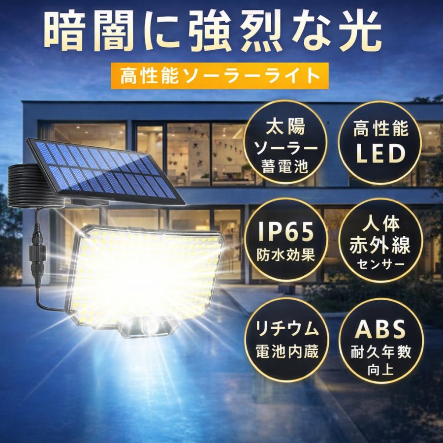 ソーラー ライト センサーライト 屋外 led 最新234個LED 大型ソーラー