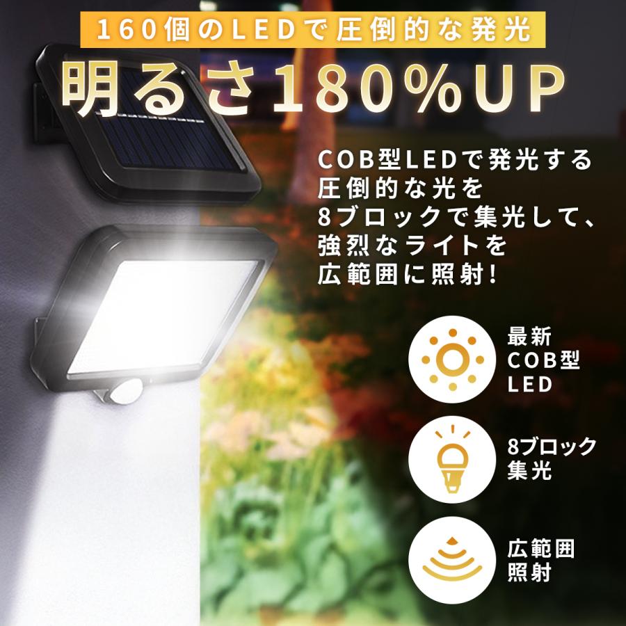 ソーラー ライト センサーライト 屋外 led 分離型 5m 1個 2個 リモコン
