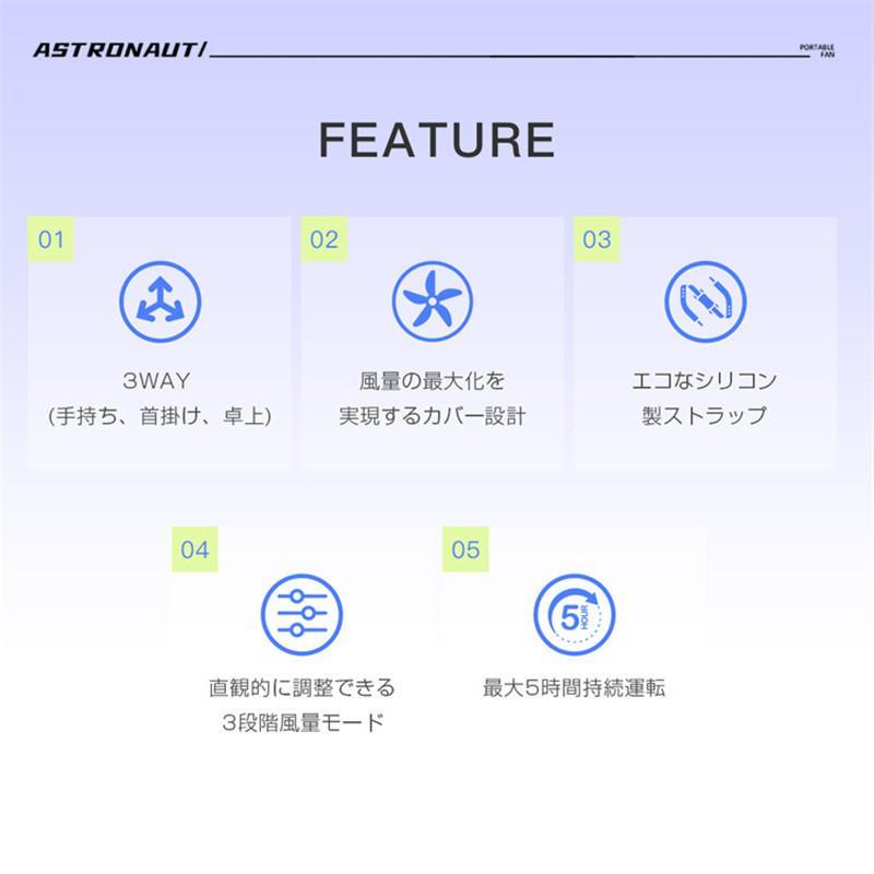 扇風機 おしゃれ 小型 宇宙飛行士 USB かわいい 卓上扇風機 静音 涼しい 冷風機 ポータブル扇風機 低騒音 風量調節 ネックファン 夏の暑さ対策｜rinrin37｜09