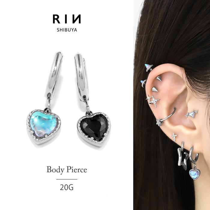 凛 RIN 軟骨ピアス 20G ボディピアス ハート ジュエル ワンタッチ