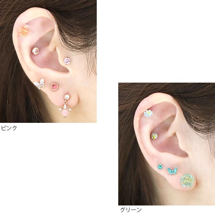ボディピアス 軟骨 16G バラ ローズ 花 片耳用 ストレートバーベル ステンレス セカンドピアス レディース | 凛 RIN | 09
