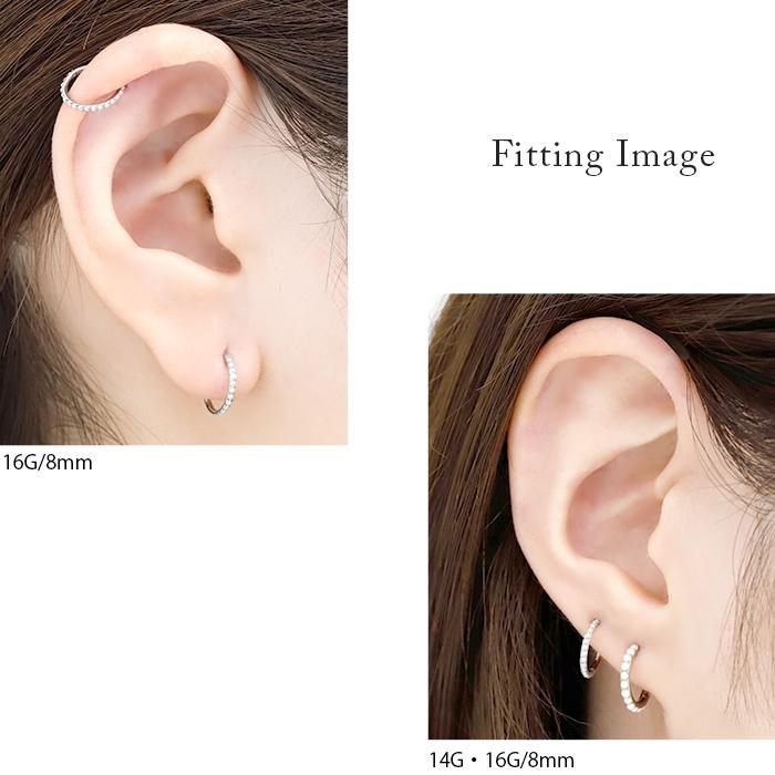 ワンタッチリング ボディピアス パール トラガス 16G 14G 軟骨 ピアス フープ 金属アレルギー対応 片耳用 | 凛 RIN | 13