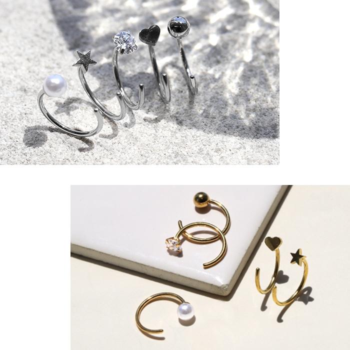 さすだけピアス 18G ボディピアス ハート 星 パール 金属アレルギー対応 レディース サージカルステンレス 片耳用 | 凛 RIN | 12