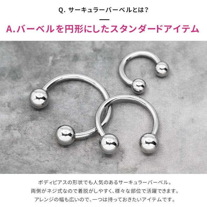凛 RIN ボディピアス 14G 16G 18G 軟骨 サーキュラーバーベル 片耳用