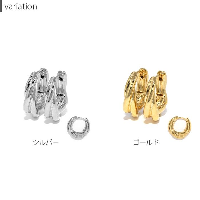 ピアス レディース フープ 18金 18Kコーティング ２連 重厚感 リング ニッケルフリー 『両耳用・2個セット』 | 凛 RIN | 08