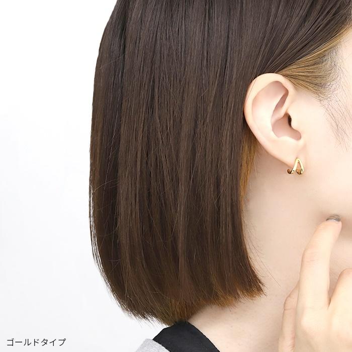 ピアス 18金 レディース ニッケルフリー ハーフフープ 18kコーティング 20代 30代 40代 『両耳用・2個セット』 | 凛 RIN | 06