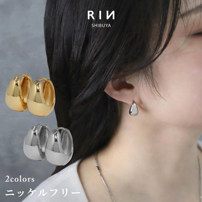 匿名配送　レディース 18金コーティング　フープピアス 凛 RIN ピアス リング 18kコーティング フープ レディース 18金