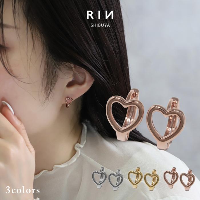 凛 RIN ピアス ハート レディース 18金 18Kコーティング リング フープ