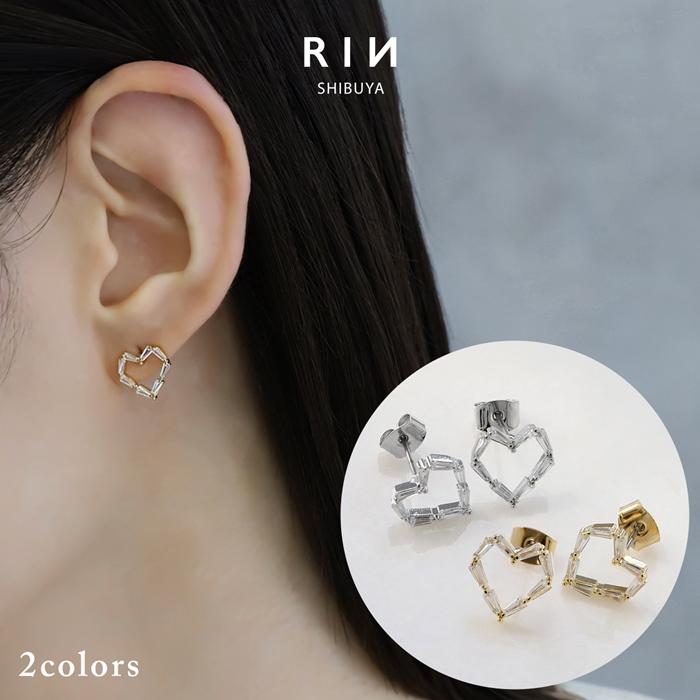 凛 RIN ピアス レディース ハート 18Kコーティング チタン 金属