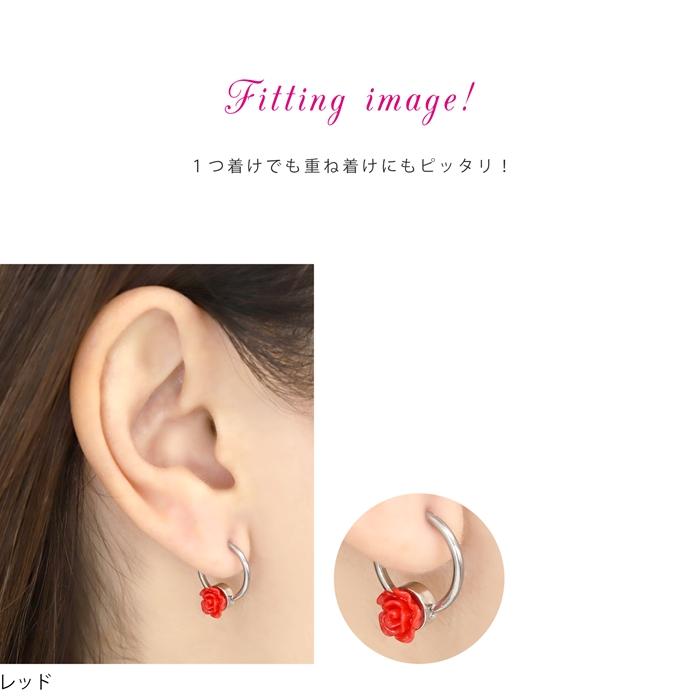 凛 RIN ボディピアス ビーズリング ヘリックス 16G 軟骨 薔薇 バラ