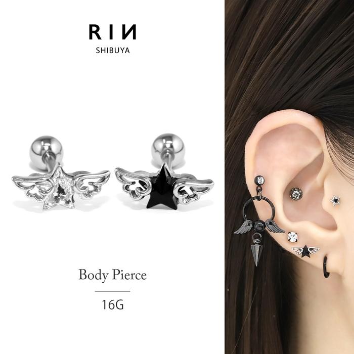 凛 RIN ボディピアス 16G 軟骨ピアス エンジェル ウィング 羽