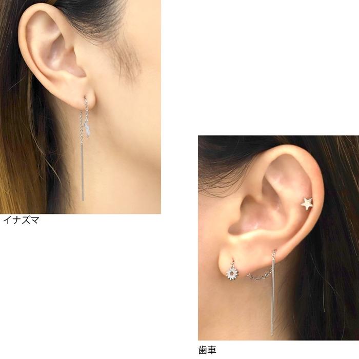 専用10YG✨大人可愛い❤️アメリカンピアス✨揺れるアメジスト✨両耳用ロングピアス K10】バーデザインアメリカンピアス（ピアス（両耳用