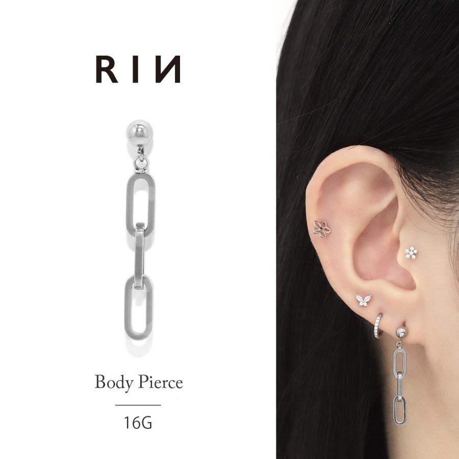 凛 RIN ボディピアス チェーン 軟骨 16G チャーム付き ストレート