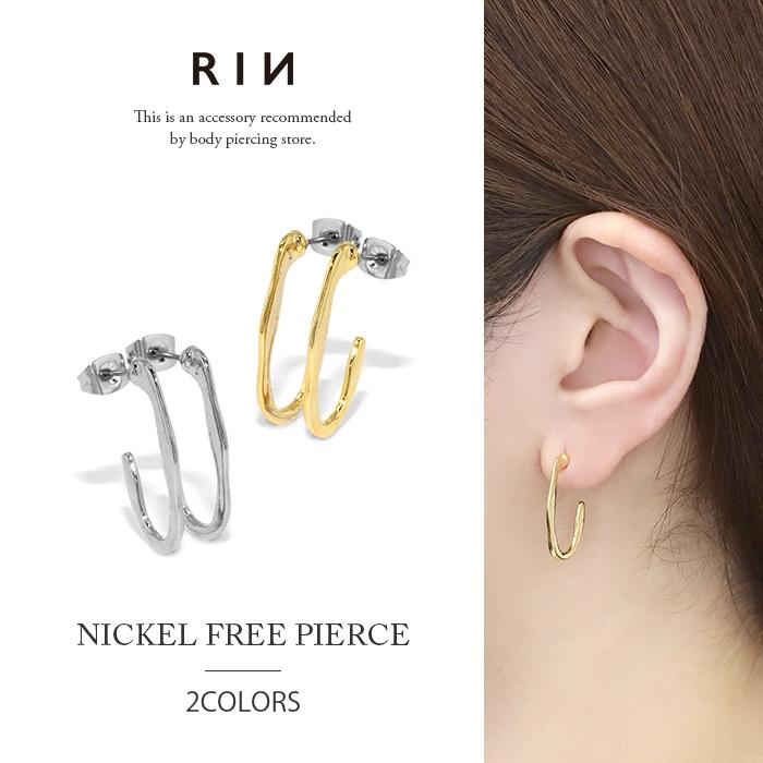 凛 RIN ピアス レディース チタンポスト ハーフフープ ニッケルフリー