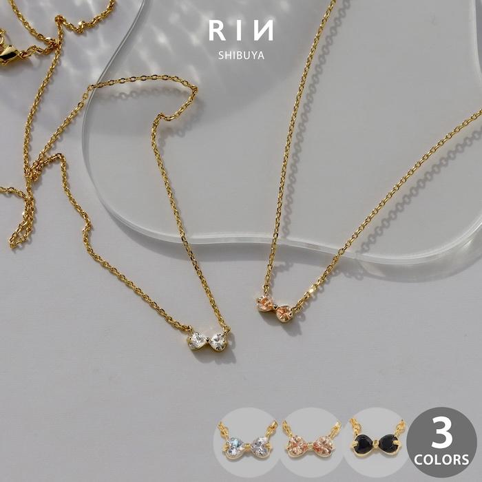凛 RIN ネックレス レディース リボン 可愛い キラキラ 上品 キレイ