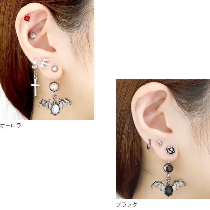 凛 RIN へそピアス 14G 18G ボディピアス バナナバーベル コウモリ