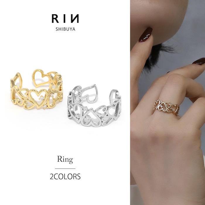 凛 RIN 指輪 レディース リング ハート 幅広 フリーサイズ
