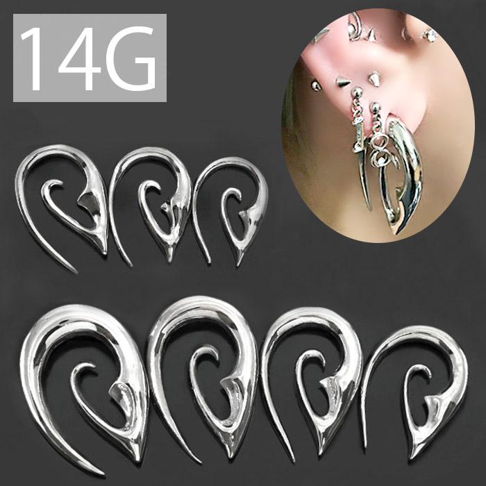 軟骨ピアス ボディピアス 14g 個性的 シルバー スタイリッシュ トライバル ピアス サージカルステンレス 金属アレルギー 通販 ファッション通販