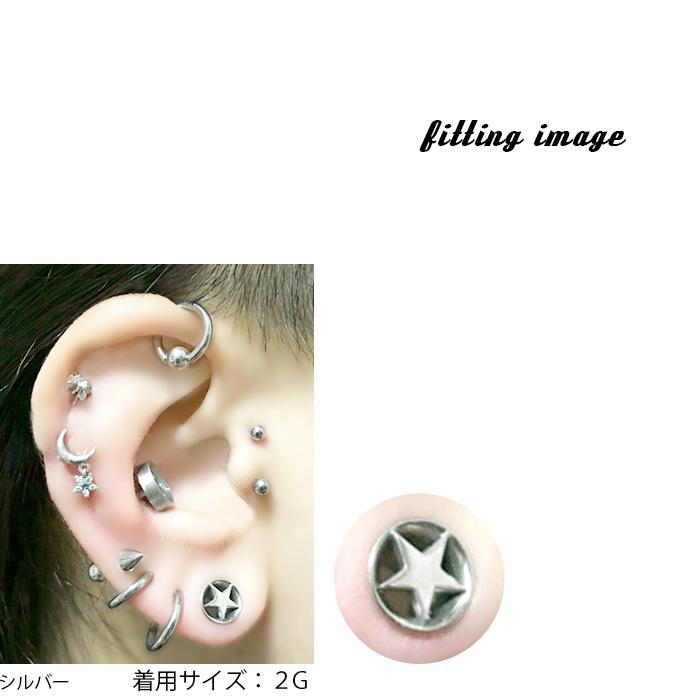 凛 RIN ボディピアス 00G ラージゲージ スターシングルフレア