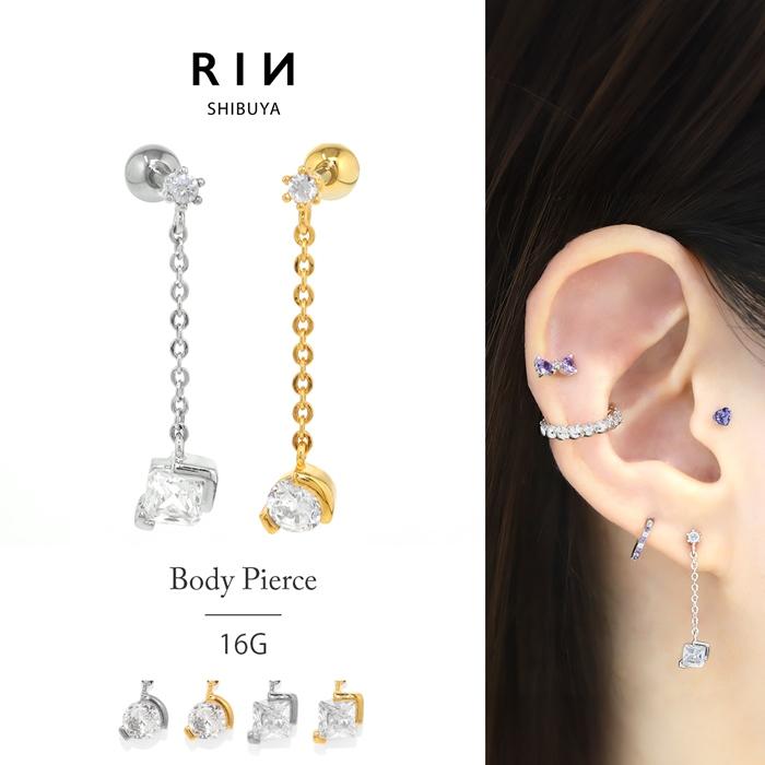 凛 RIN ボディピアス 軟骨ピアス 16G チェーン キラキラ ジュエル