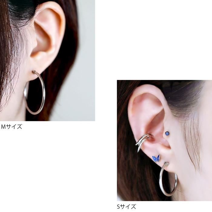 No.1141 ブラックフープと透かしシルバーのロングピアス　大ぶりイヤリング No.1141 ブラックフープと透かしシルバーのロングピアス 大ぶり