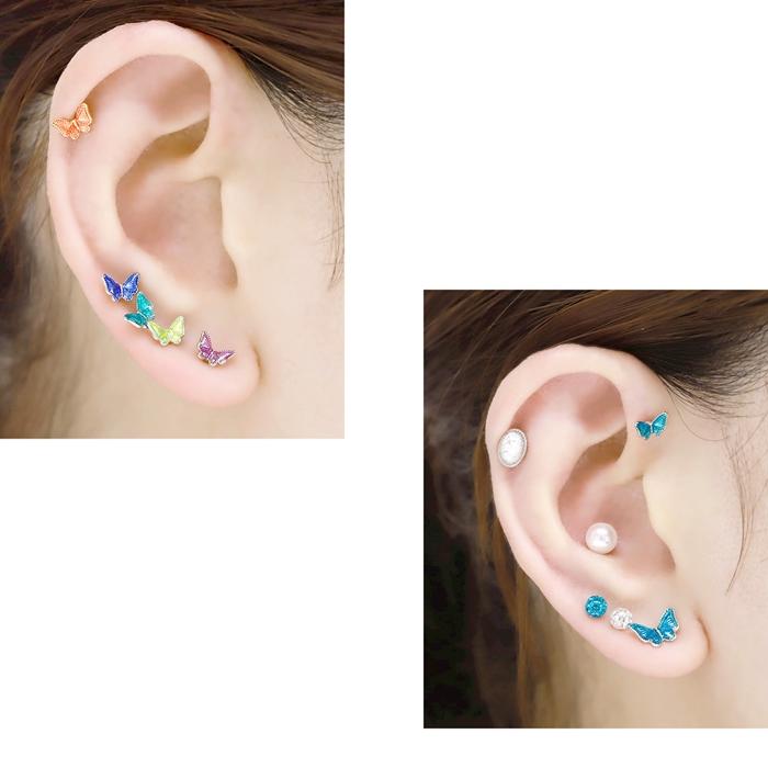 凛 RIN ボディピアス 16G 軟骨 蝶々 バタフライ ストレート 凛 RIN ボディピアス 16G 軟骨 蝶々 バタフライ ストレート