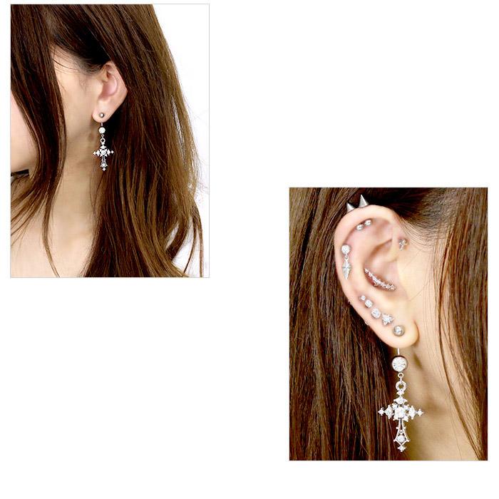 凛 RIN へそピアス ボディピアス 14G 18G クロス ジュエル 十字架