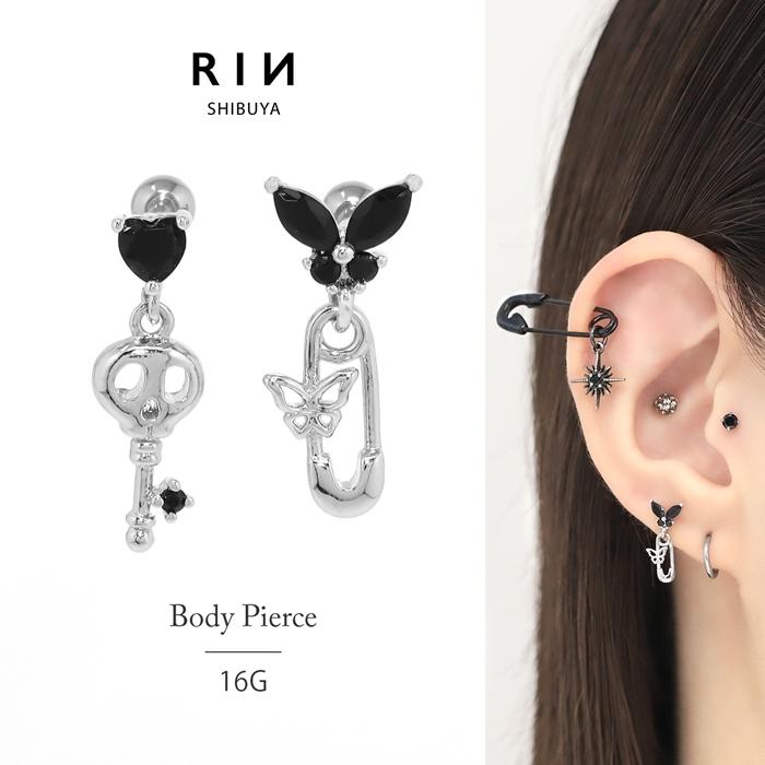 凛 RIN 軟骨ピアス 16G ボディピアス 蝶 安全ピン ドクロ 鍵 凛 RIN 軟骨ピアス 16G ボディピアス 蝶 安全ピン ドクロ 鍵