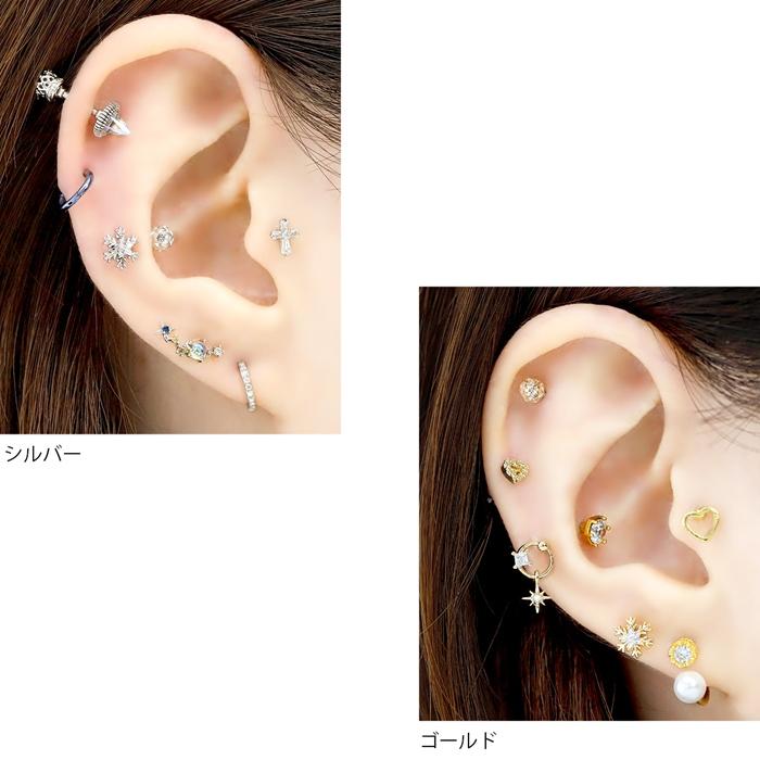 凛 RIN ボディピアス 軟骨ピアス 16G 雪 結晶 ジュエル 星 ストレート