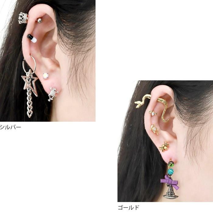 【0309-②】ピアス アバロン 両面カービング のんたん様 マザーオブパール×水晶 カービングピアス 14kgfブラウン