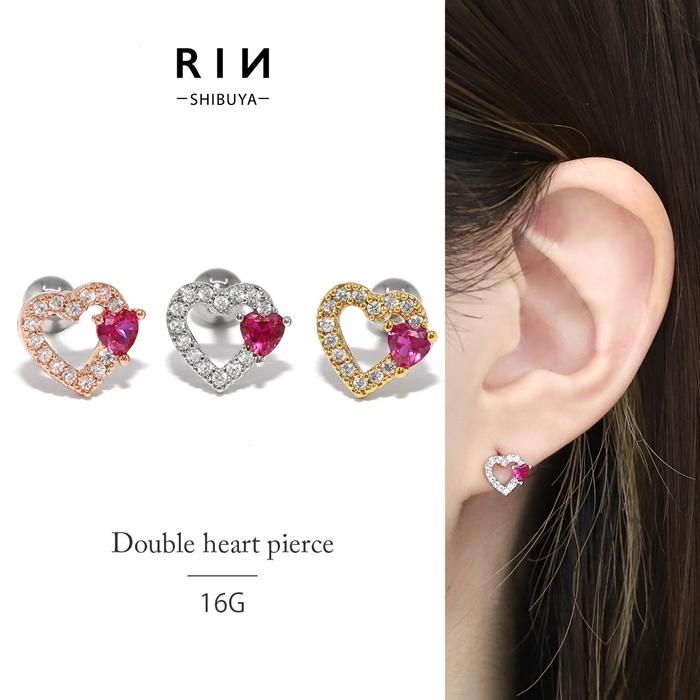 凛 RIN 軟骨ピアス かわいい ボディピアス 16G ハート ジュエル
