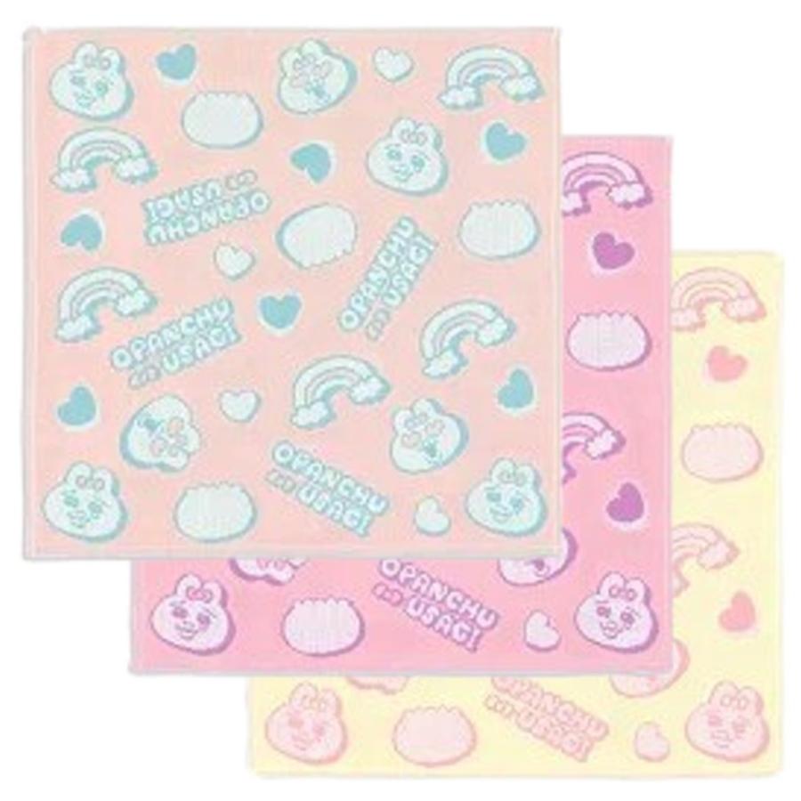 在庫処分》 おぱんちゅうさぎ 三重ガーゼ ウォッシュタオル 総柄 綿100