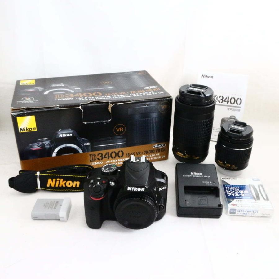 NIKON D3400 ダブルズームキット ショット数130 ブラック ボディ