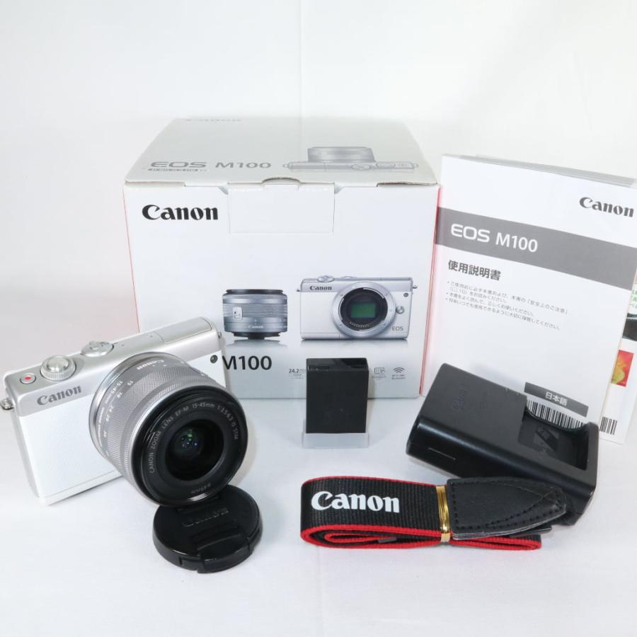 CANON EOS M100 EF-M15-45 IS STM レンズキット ホワイト キャノン
