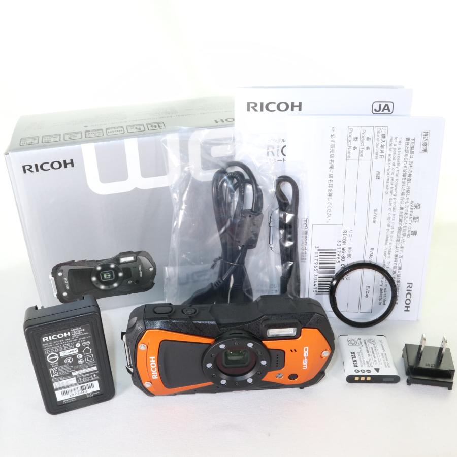 中古】 極上美品 RICOH WG-80 オレンジ コンパクトカメラ