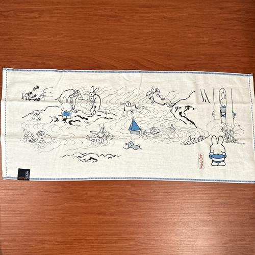マリモクラフト miffy×鳥獣戯画 フェイスタオル DBC-231 / 川遊び