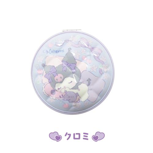 【レア】キティちゃん サンリオ 鏡 ミラー ちりめん 和柄 紫 総柄 平成レトロ ハローキティ 鏡 サンリオ 手鏡 ハンドミラー 和柄 キティちゃん