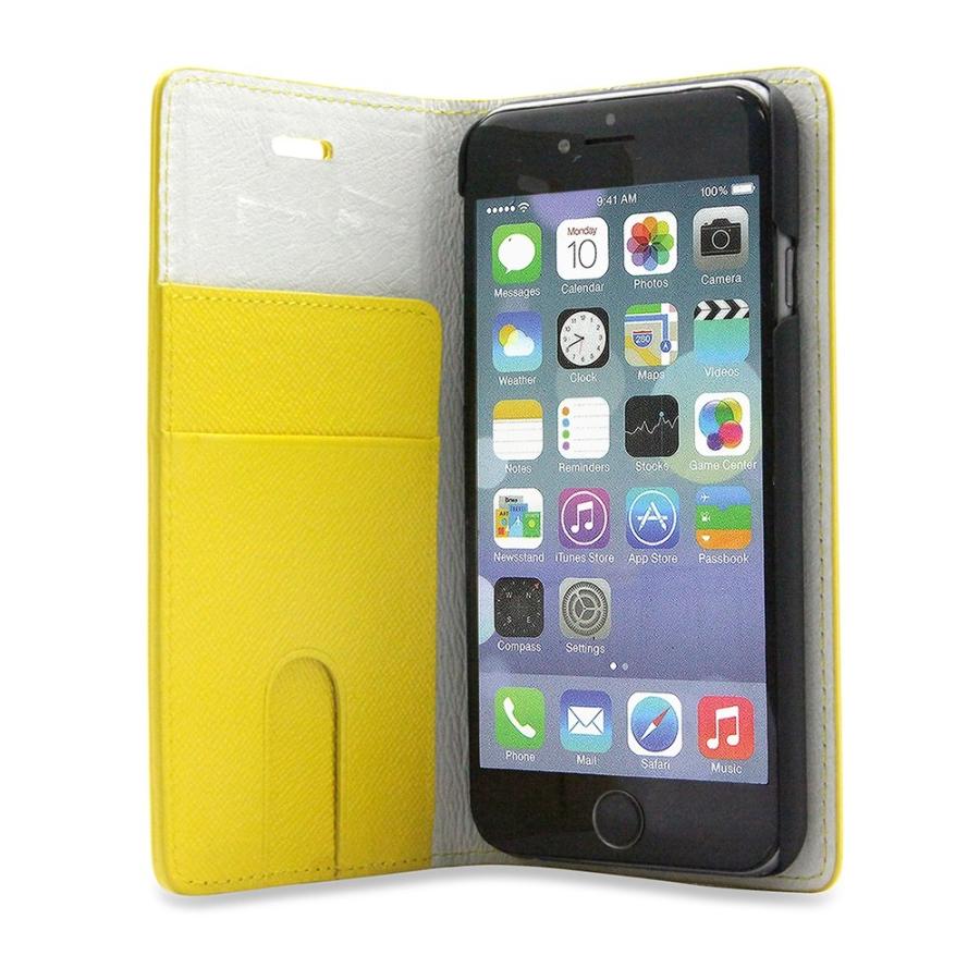 手帳型スマホケース グレージュ×イエロー iPhone SE ケース スマホケース 手帳型 携帯ケース 本革 第3世代