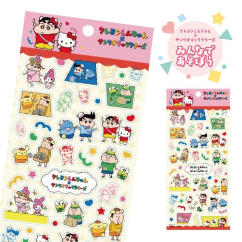 クレヨンしんちゃん×サンリオキャラクターズ クリアシール / みんなであそぼう オラのともだち はぴだんぶい | エンスカイ | 01